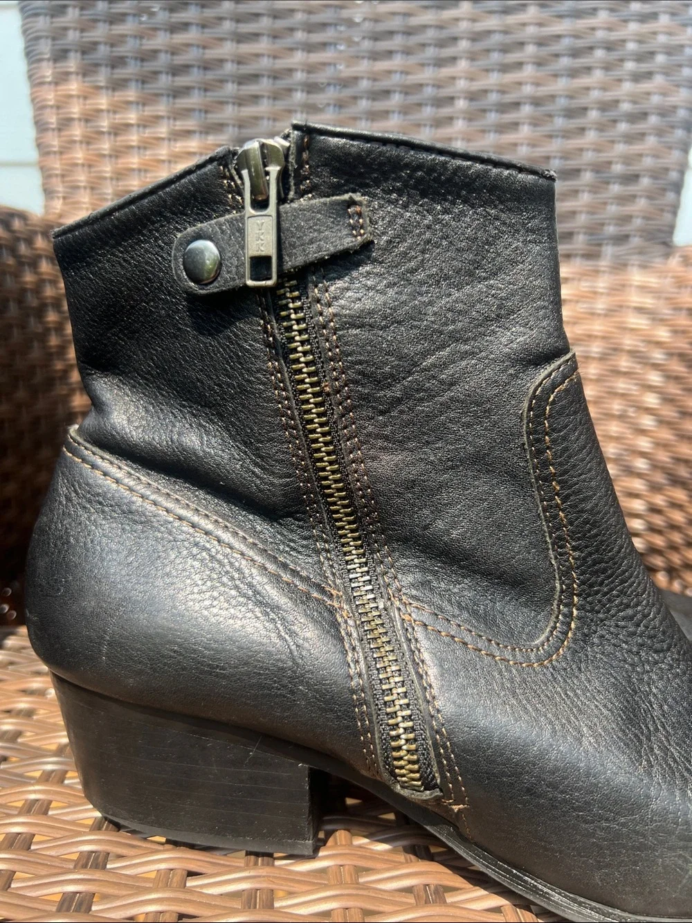 Sofft Black Leather Ankle Booties with Side Zip